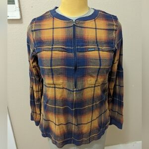 Women's Columbia Zip up Flannel, size M, Orange Plaid